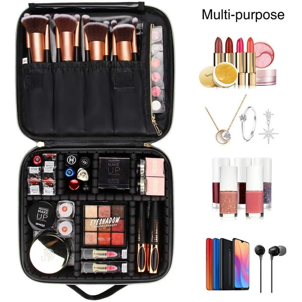 Trousse de maquillage de voyage, organisateur de sac de maquillage  cosmétique professionnel, étui à accessoires, étui à outils (petit, noir) 