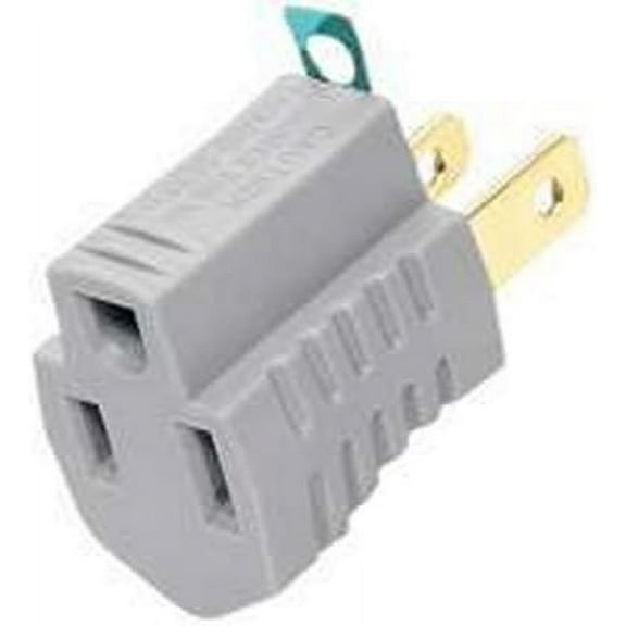 New Lot of (10) Cooper 419gy Gray Outlet 2 Wire Grounding Adapter 2 To 3 Prong"