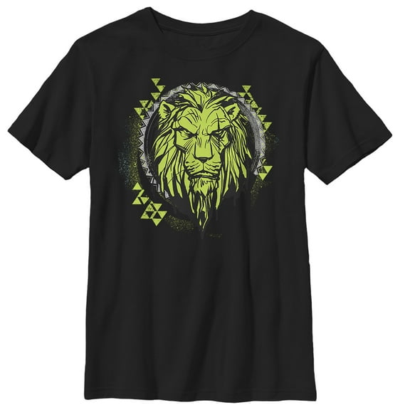 Boy's Lion King Geometric Scar Emblem Graphic Tee Black X Large