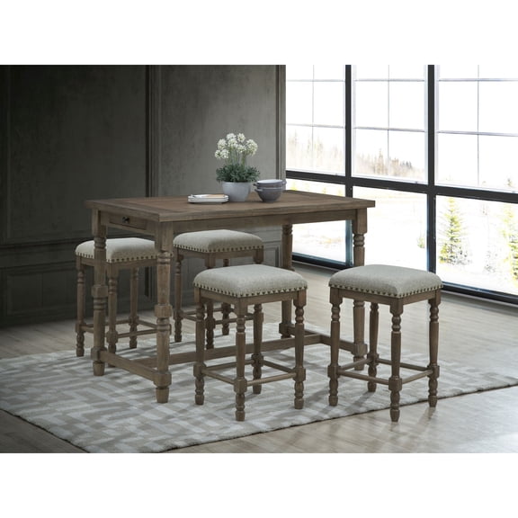 Contemporary Home Living 2-Drawer Solid Rectangular Bar Table - 54" - Walnut Brown