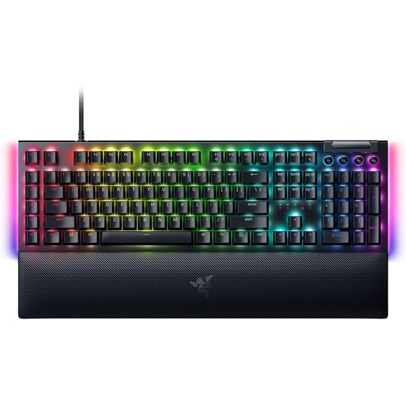 AIR-BlackWidow V4 Mechanical Gaming Keyboard: Green Switches Tactile & Clicky - Chroma RGB - 6 Macro Keys - Magnetic Wrist Rest - Doubleshot ABS Keycaps - Roller & Media Keys - Snap Tap