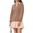 thumbnail image 2 of Long Sleeve Patchwork Women Collared V Neck Sweatshirt Dress, 2 of 6