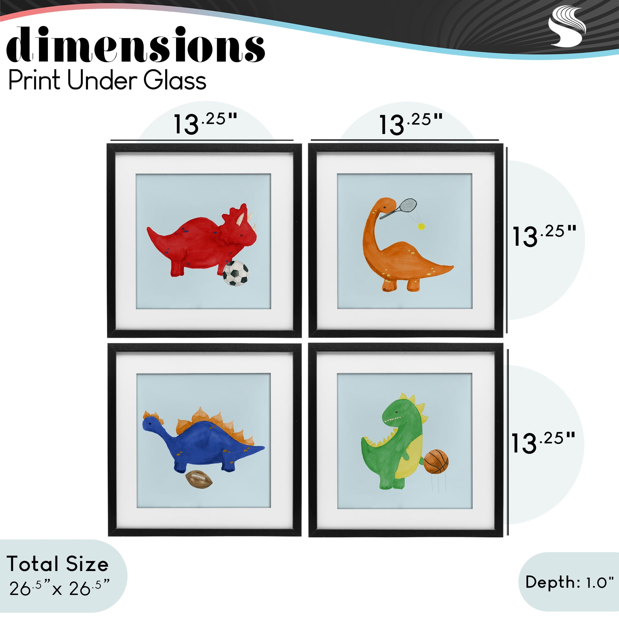Stupell Industries Cute Animals Playing Sports 4 Piece Black Framed Print Under Glass Set, design by Lucille Price