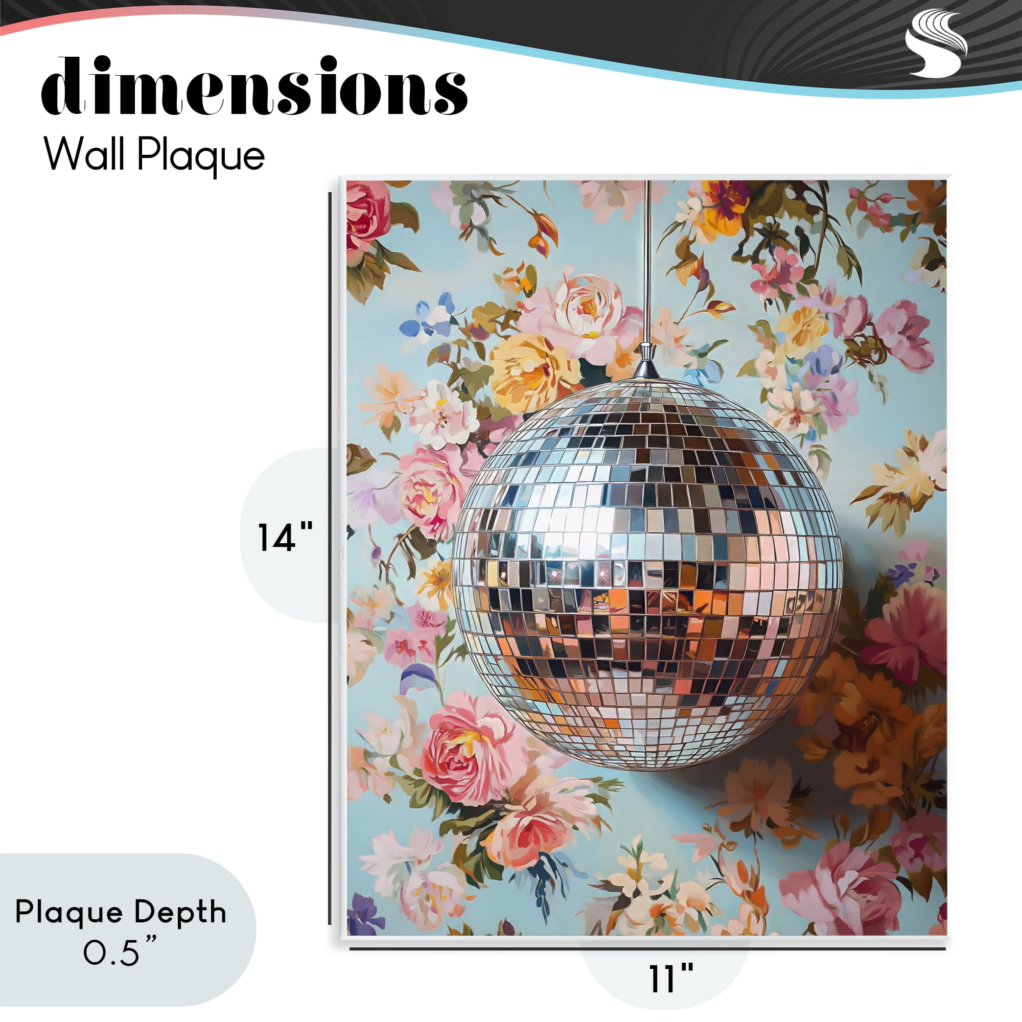 Stupell Industries Floral Disco Ball Reflection Wall Plaque Art, design by LSR Design Studio