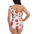 thumbnail image 5 of Gukieu Floral Strawberr Print One-shoulder Ruffled One-piece Swimsuit with Removable Chest Pads and Tummy-control Swimsuit for Women-Large, 5 of 6