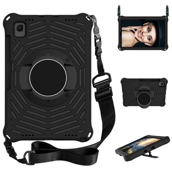 For Samsung Galaxy Tab A7 Case 10.4-Inch SM-T500 T505 T507, Kickstand Hand Strap Shoulder Strap Rugged Armor Protection Shockproof Case for Samsung Galaxy Tab A7 10.4 2020 Released T500, Black