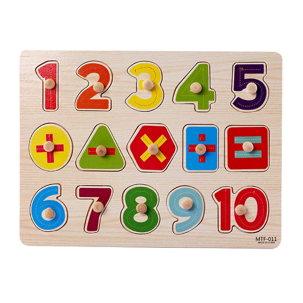 EGNMCR Wooden Number Lette Puzzle Early Learning Baby Kids