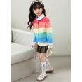 thumbnail image 5 of MEZZALL Kids Girls Rainbow Striped Knit Cardigan Sweater Long Sleeve Soft Blend Open Front Coats For Toddler Classic Child Clothes, 5 of 9