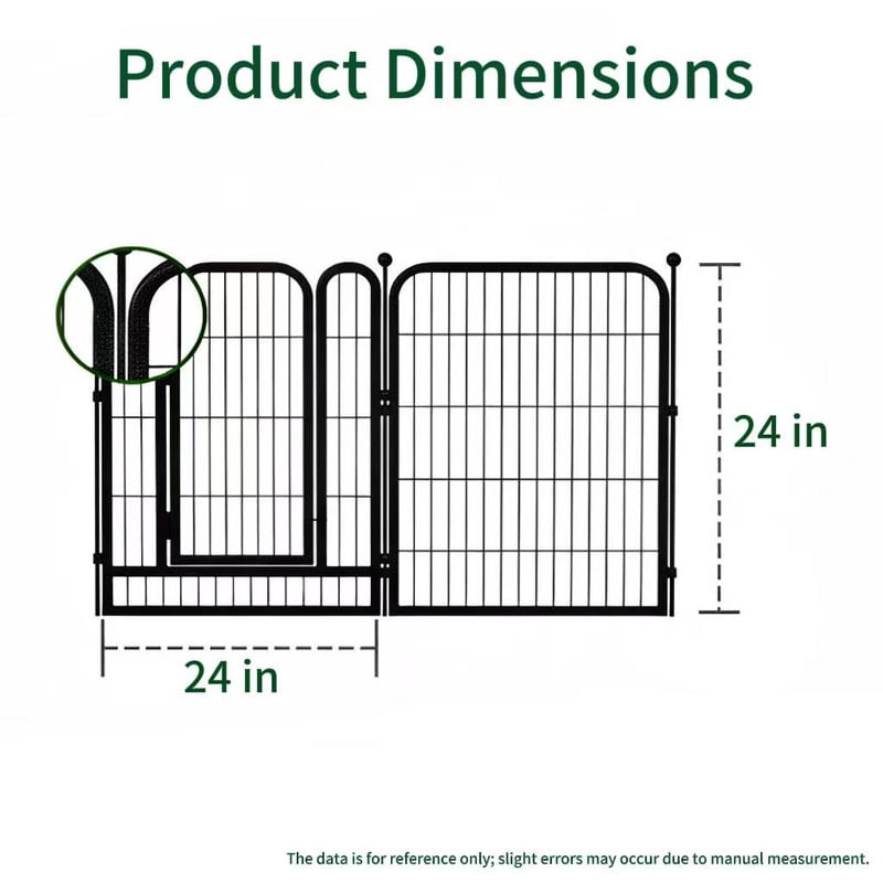 SPZONE Metal Dog Playpen, 24 Inch Height 8 Panels, Ideal Dog Fence for Large/Medium/Small Dogs Indoor & Outdoor Bliss, Perfect Dog Pen for Camping, Yard, and RV | Black-Silver
