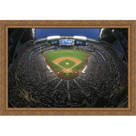 Miller Park 40×28 Large Gold Ornate Wood Framed Canvas Art – Home of the Milwaukee Brewers
