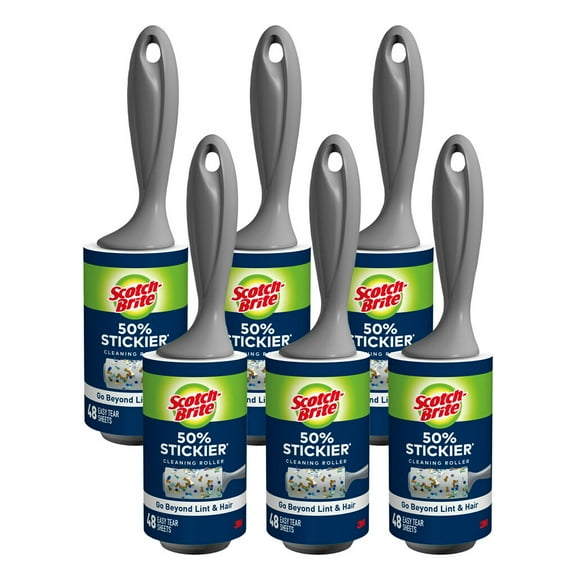 Scotch-Brite 50% Stickier Lint Roller, Works Great On Pet Hair, 6 Rollers, 48 Sheets per Roller, 288 Sheets Total