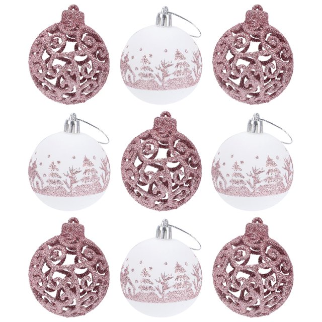 9pcs Creative Christmas Tree Ball Pendants Shiny Christmas Tree Ball Pendants