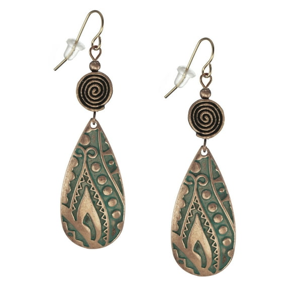 Beautiful Handmade Boho Copper Swirl Teardrop Earrings – Hypoallergenic Earwires