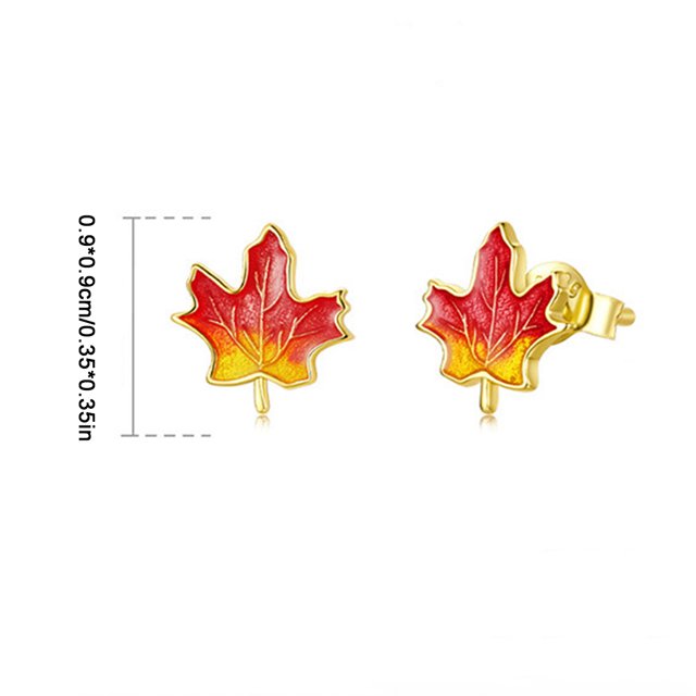 Langgg Gold Compact And Lightweight 925 Sterling Maple Leaf Stud Earrings Delicate And Eye-catching SCE1246