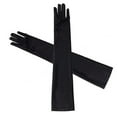 thumbnail image 2 of Guantes largos elásticos de protección solar, suaves, transpirables, negros, hasta el codo, para bodas, fiestas, ciclismo, 20,5 pulgadas, 2 of 12