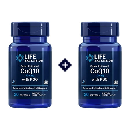 Life Extension Super Ubiquinol CoQ10 with Enhanced Mitochondrial Support - Coenzyme Q10 Supplement for Heart, Brain Health - 2 Pack