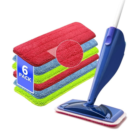 6pcs/Pack Microfiber Replaceable Cleaning Spray Mop Pads , Suitable for Both Wooden and Tiled Floors, Machine Washable and Reusable. Size 16.5*5.5 inch.