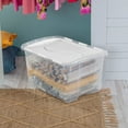 thumbnail image 5 of Sterilite 48 Qt Plastic Storage Bin w/Hinged Lid & Handles, Clear (6 Pack), 5 of 12