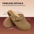 thumbnail image 3 of Chase & Chloe Women's Suede Clogs Adjustable Buckle Mules Cork Footbed Sandal Potato Shoes with Arch Support, 3 of 5
