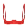 thumbnail image 5 of Lencería de mujer Sujetador push up con tirantes finos Sujetador de satén de media copa con aros Pezones expuestos Pecho abierto Bralette Ropa interior, 5 of 5
