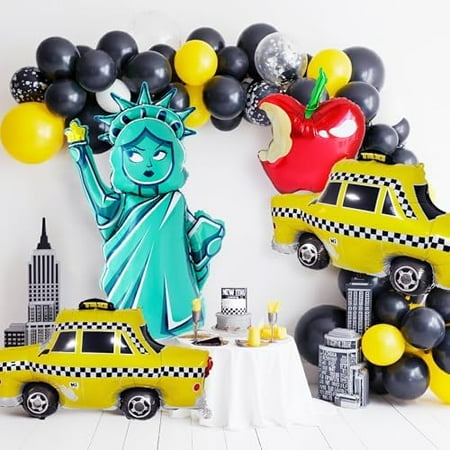108pcs NYC Party Decorations – Yellow Taxi Balloons, Statue of Liberty Decor, Big Apple Supplies for Urban Birthdays, Movie Nights, Hollywood Themes (Electronics Accessories)