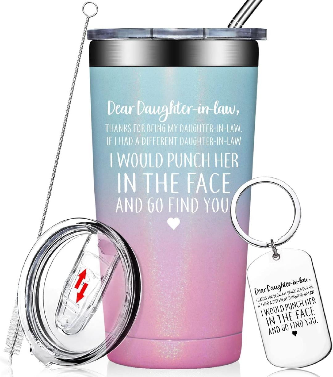 Daughter in Law Gift Ideas - Funny Birthday Gift for Daughter in Law,  Mothers Day Christmas Wedding Gifts, Dear Daughter in Law Mug - Insulated  Tumbler Cup 
