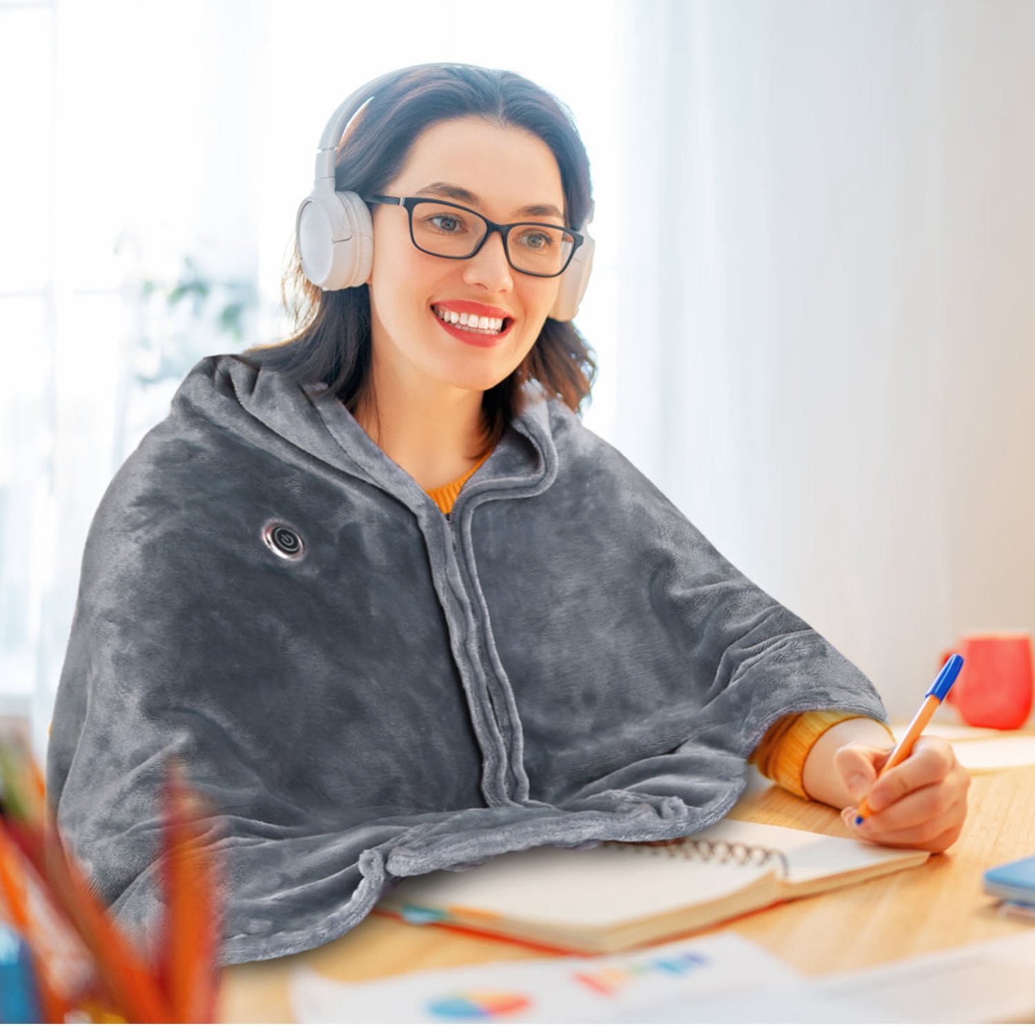 59"x31" Cordless Heated Blanket Battery Operated Portable Electric Heated Shawl 3 Temp Wearable Heating Blanket for Indoor Outdoor