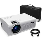 Living Enrichment Mini Projector, Built-in Dual Speaker and Full HD 1080p Movie Video Projector, 50000 Hours Life LED, Compatible with TV Stick, Video Games, HDMI, USB, TF, VGA, AUX, AV White