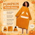 thumbnail image 2 of Pumpkin Hooded Wearable Blanket for Adults - Halloween Costume Flannel Wrap Hoodie Blanket Fall Throw for Women Men Halloween Pumpkin Costume Long Hooded Blanket Sweatshirt, Orange L, 2 of 9