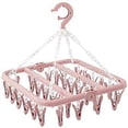 thumbnail image 1 of Underwear clothes hanger with 32 clips Foldable clothespin clothes horse Windproof hanger-Rosa, 1 of 5