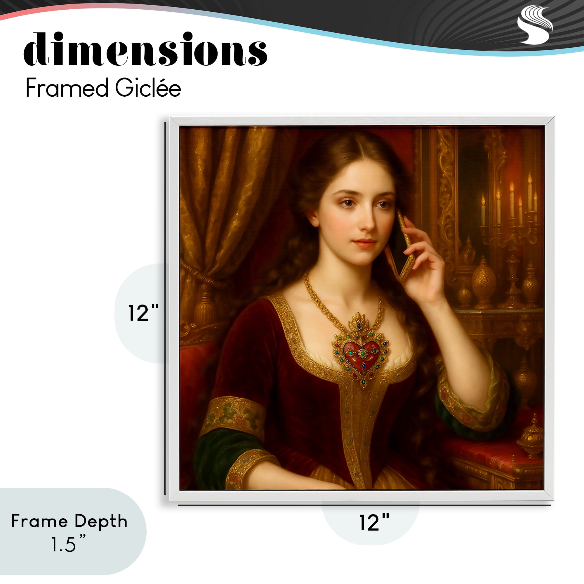 Stupell Industries Rococo Woman with Cell Phone White Framed Giclee Art, design by Grotto Studios