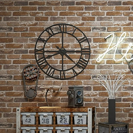 Faux Stone Brick Flat Faux Brick Stone Wallpaper Roll 3D Effect Blocks Vintage Home Decoration Brown ()