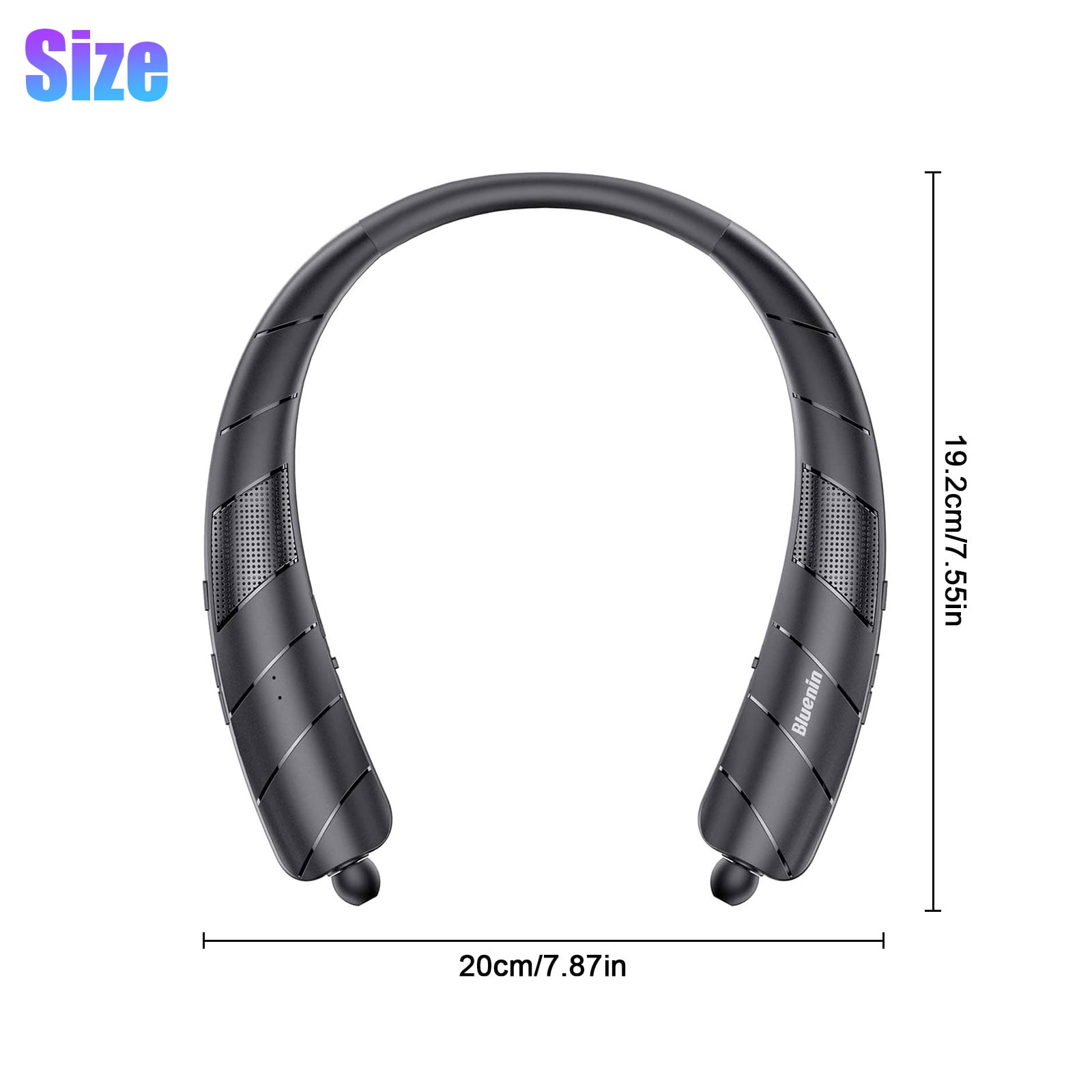 Bluetooth Headphones Speaker 2 in 1, EEEkit Neckband Wireless Headphones with Noise Cancelling Mic Retractable Earbuds, Sweatproof Wearable Stereo Earphones for Home Office Sports, Black