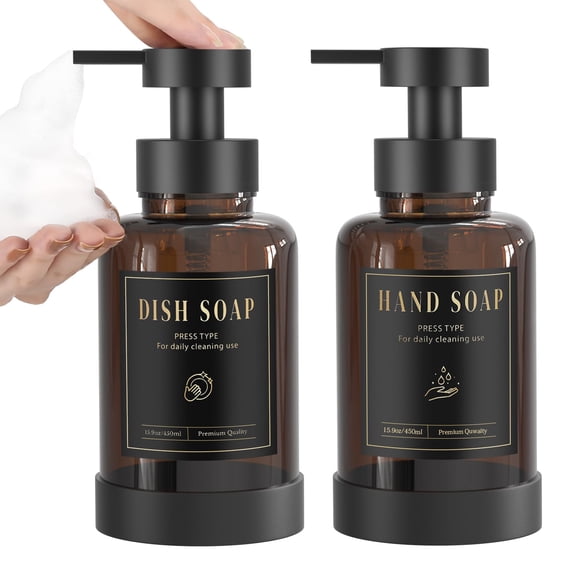 Dispensador de jabón espumoso Luxspire, bomba de espuma de vidrio, 450 ml, paquete de 2