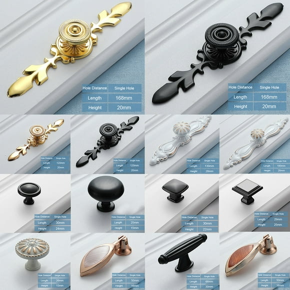 Zootealy Cabinet Pull Kitchen Cupboard Door Draw Knobs Handles Vintage European Style Aluminium Alloy Single Hole Furniture Cabinet Hardware with Screw