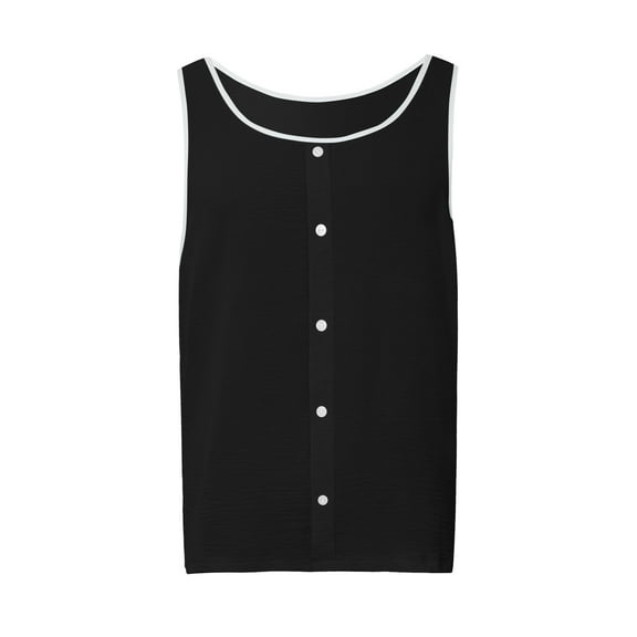 Afdoent Men's Tank Top Summer Men's Solid Color Beach Tank Top With False Buttons Comfortable