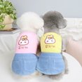 thumbnail image 4 of LYMAYTER Dog Cartoon Pattern Double Pockets Letter Print Patchwork Puppy Party Spring Summer Sling Denim Dog Skirt for Small, 4 of 6