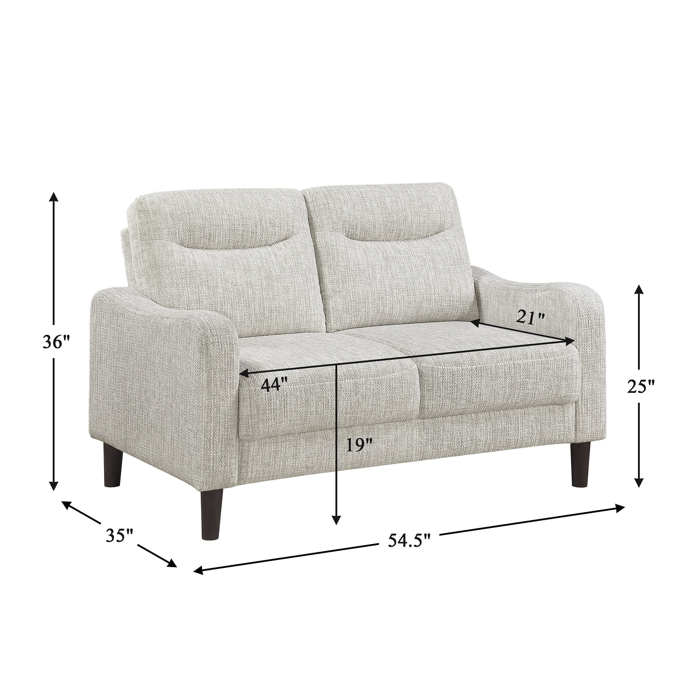 OakvillePark Ravello Chenille Love Seat with Sloped Track Arms, Taupe
