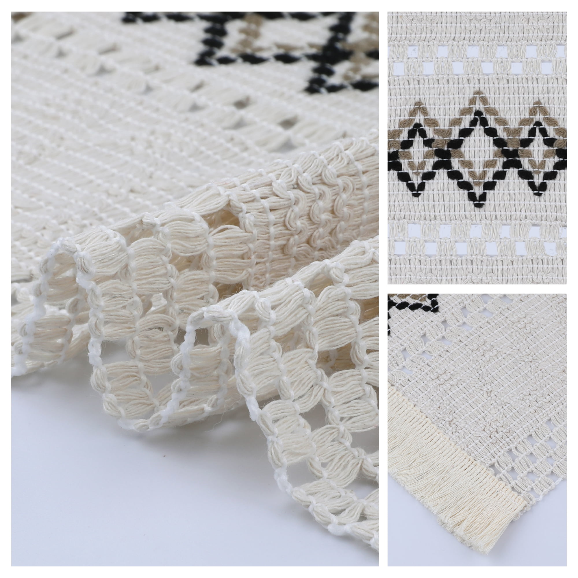 Unique Bargains Set of 4 Farmhouse Placemats for Dining Table Decor White-Black