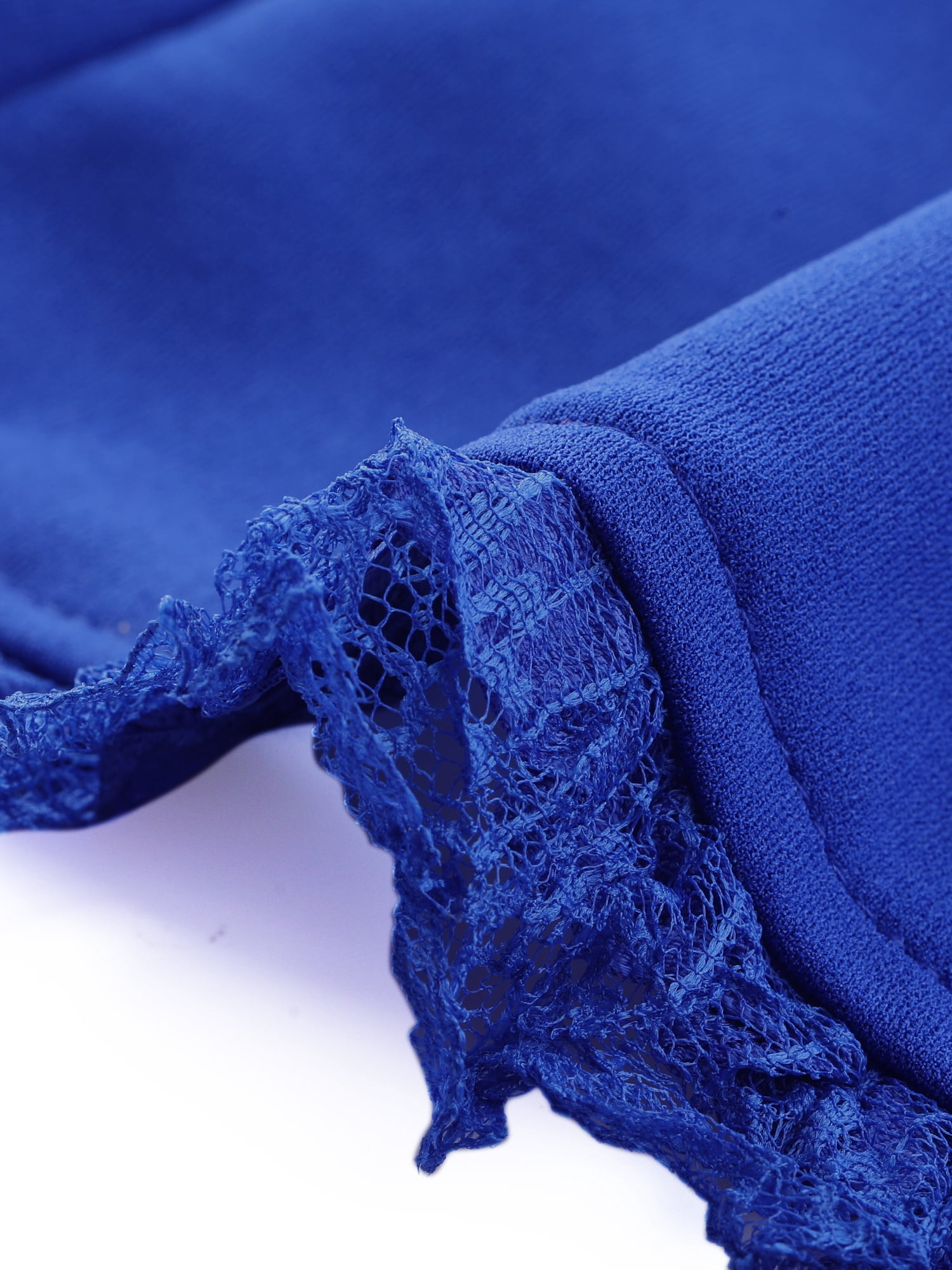 DARING DIVA Sweetheart Neck Puff Sleeve Lace-up Blouse L Royal Blue