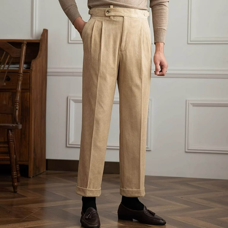 slim fit beige dress pants Men's Beige Slim Fit Dress Pants main image 1