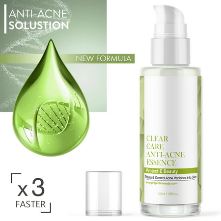 Project E Beauty Clear Care Anti-Acne Essence | Natural Organic Skin Care Facial Anti Acne Pimple Oil Free Gel Treatment 50ml 1.7oz