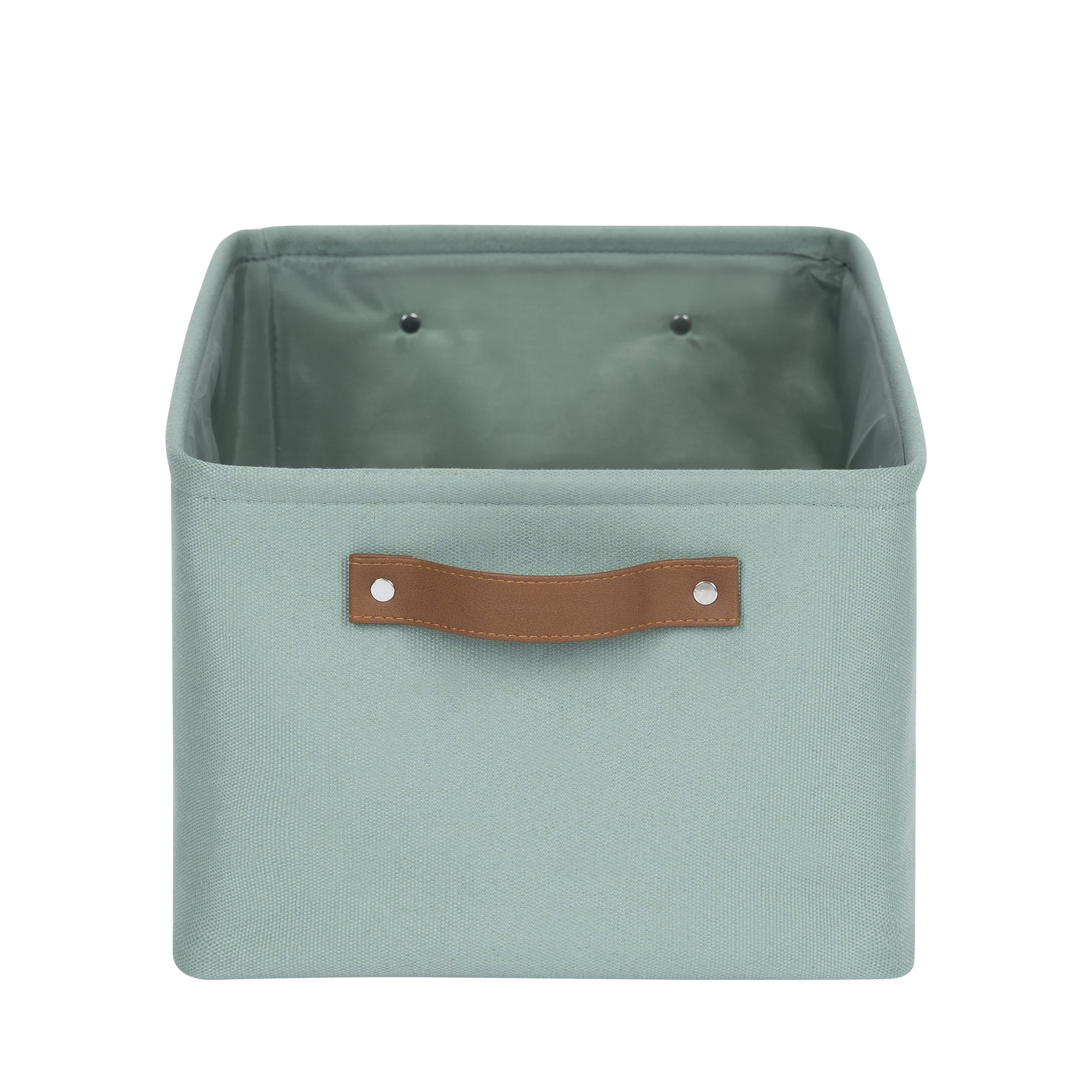 (4 pack) Mainstays Green Sage Canvas Fabric Decorative Storage Basket with Handles, 15 in x 8 in x 11 in