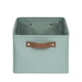 thumbnail image 3 of Mainstays Green Sage Canvas Fabric Decorative Storage Basket with Handles, 15 in x 8 in x 11 in, 3 of 11