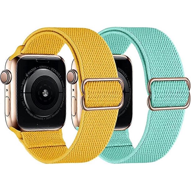 Paquete de 2 correas de reloj trenzadas de nailon elástico compatibles con Apple Watch de 38 mm, 40 mm, 42 mm y 44 mm para mujer y hombre. Correas finas Sport SoloLoop para iPhone.