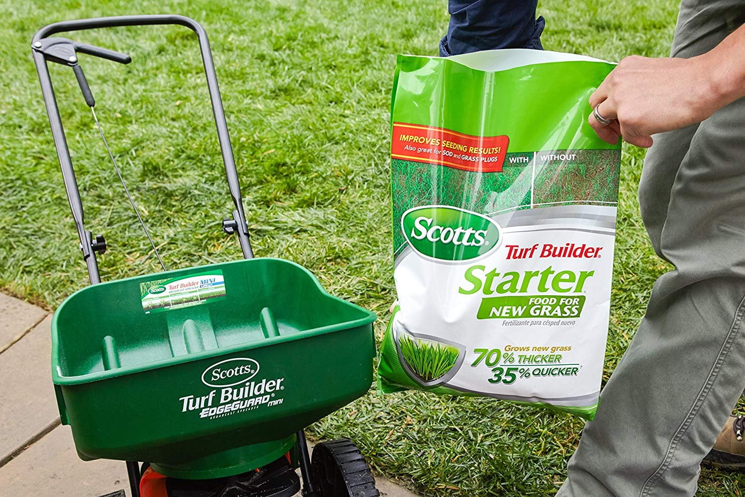 Scotts Turf Builder Starter Food for New Grass - Lawn Fertilizer - 15 lb, Covers 5,000 sq ft — Outdoor & Indoor Plant Use, Easy Application