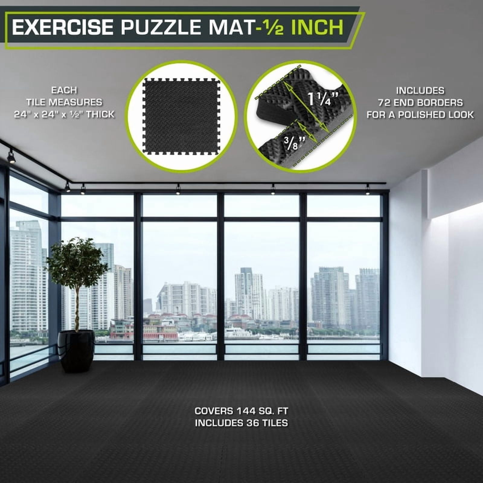 16 Piece Fitness Yoga Mat Soft EVA Foam Puzzle Mat Non Slip Interlocking Gym Mat Protective Mat for Fitness Equipment