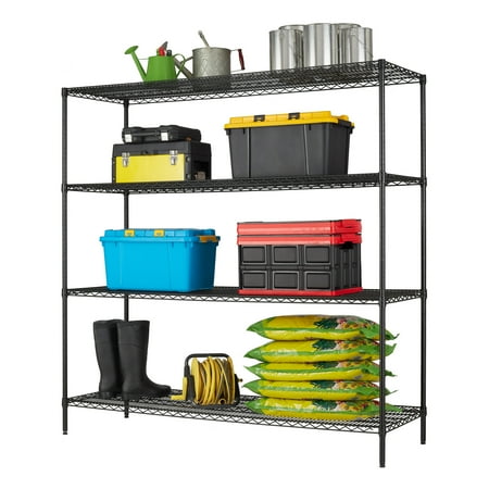 

Hyper Tough 24 Dx72 Wx72 H 4 Shelf Commercial Wire Shelving Black Steel Each Shelf Capacity 1000 lbs