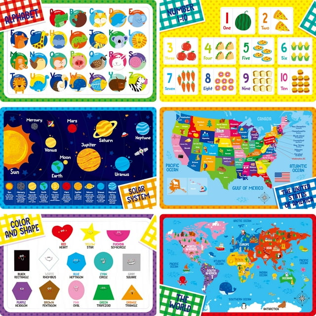 Manteles individuales SpriteGru para niños, antideslizantes, lavables y reutilizables, 6 unidades