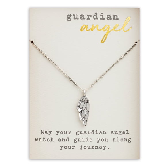 DEMDACO Guardian Angel Wing Silver Plated One Size Brass Metal Charm Necklace